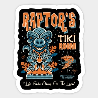 Blue Raptors Tiki Room Creepy Cute Jurassic Vacation Design Sticker